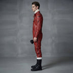 Men's Red & White Leather Jumpsuit