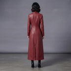 Women's  Faux Burgundy Leather Trench Coat