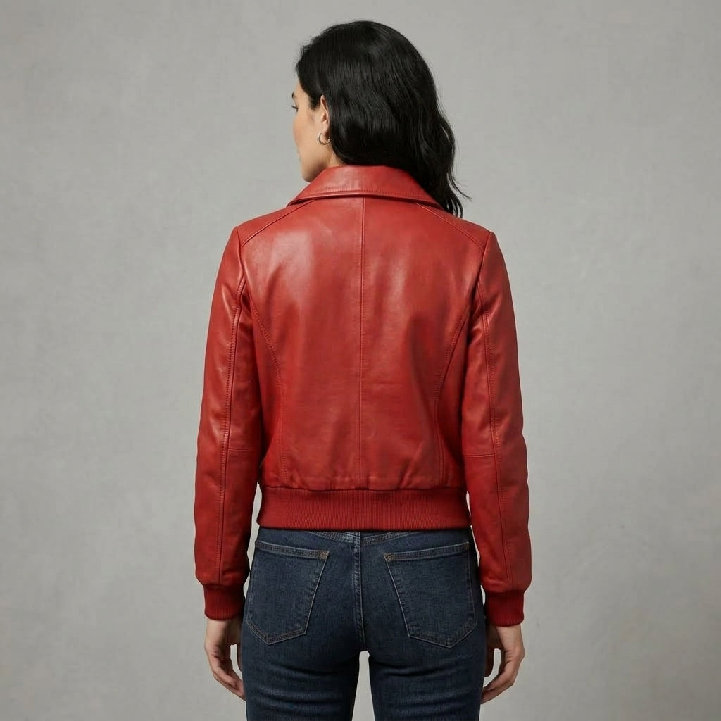 Buy Women's Red Leather  Jacket
