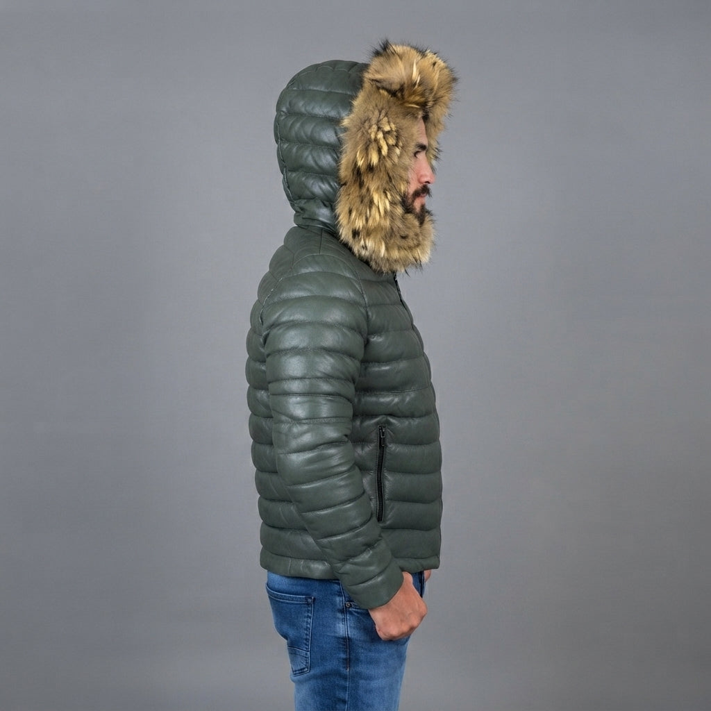 Goose Down Puffer Jacket for Men in Bomber Style