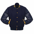 Marineblaue und gelbe Jacke im Baseball-Stil