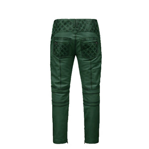 Mens New Handmade Green Leather Pant