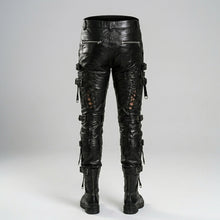 Laden Sie das Bild in den Galerie-Viewer, Men’s Gothic Black Sheepskin Leather Pants – Slim Fit Biker Trousers
