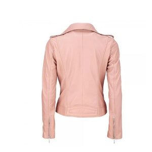 Pink Biker Style Women Fashion Leather Jacket