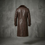 Men's Brown Leather Trench Coat