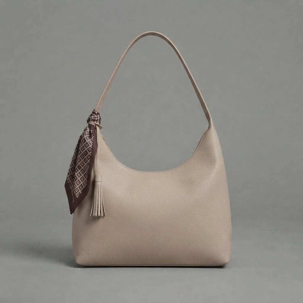 Women's Biege  Leather Shoulder Bag