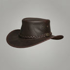 Men's Dark Brown Leather Hat - Leather Outlet