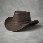 Men's Distressed Brown Leather Hat - Leather Outlet