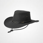 Men's Black Leather Top Hat with Buffalo Nickel Band - Leather Outlet
