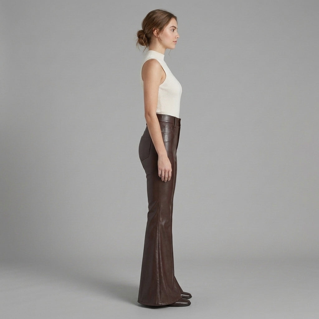 Women's Brown Leather Pant