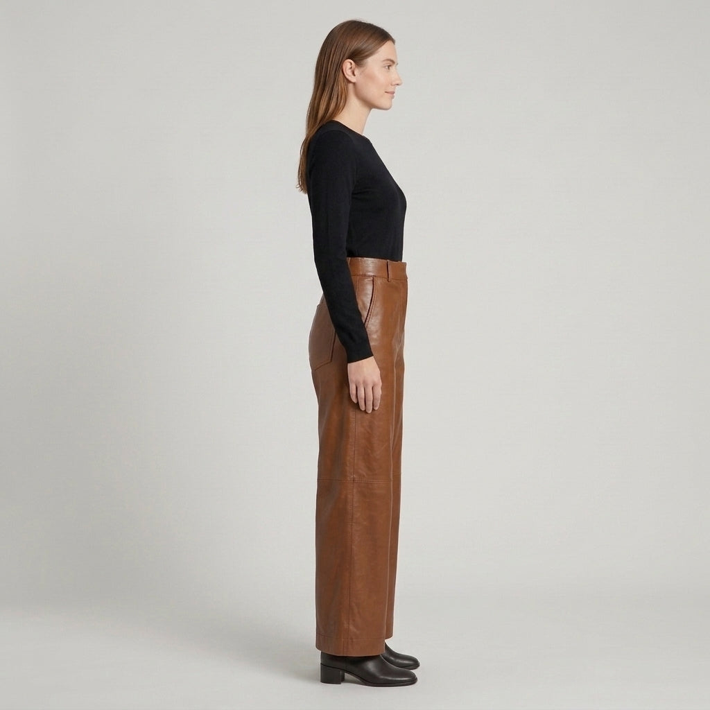 Women's Brown Leather Pant