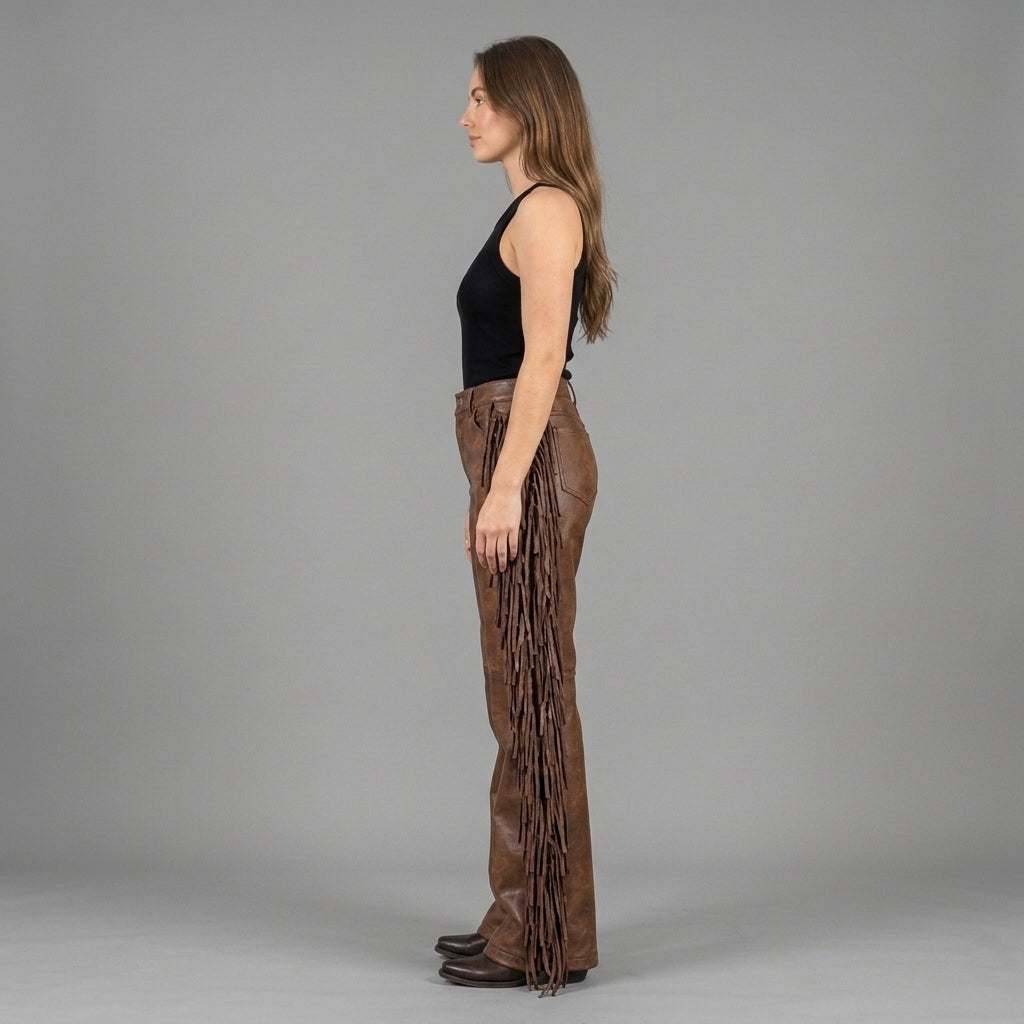 Women's Brown Leather Pant