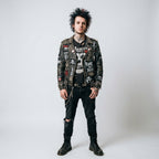 Mens Black Studded Punk Leather Jacket