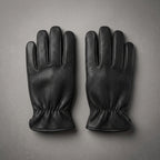 Men's Black Winter Leather Gloves - Leather Outlet
