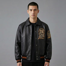 Load image into Gallery viewer, Urban Elite Leather Varsity Jacket – Premium Real Leather Letterman
