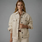 Buy Roman Beige Cotton Denim Jacket  for Women's