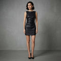 Buy Women's Black Short Sleeveless Leather Dress