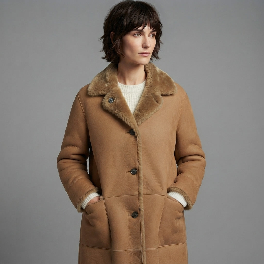 Women's Tan Shearling Jacket