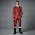 Men's Red & White Leather Jumpsuit