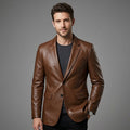 Men's Brown Leather Blazer