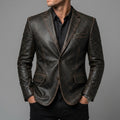 Men's Brown Leather Blazer
