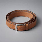 Tan Leather Belt with Silver Buckle