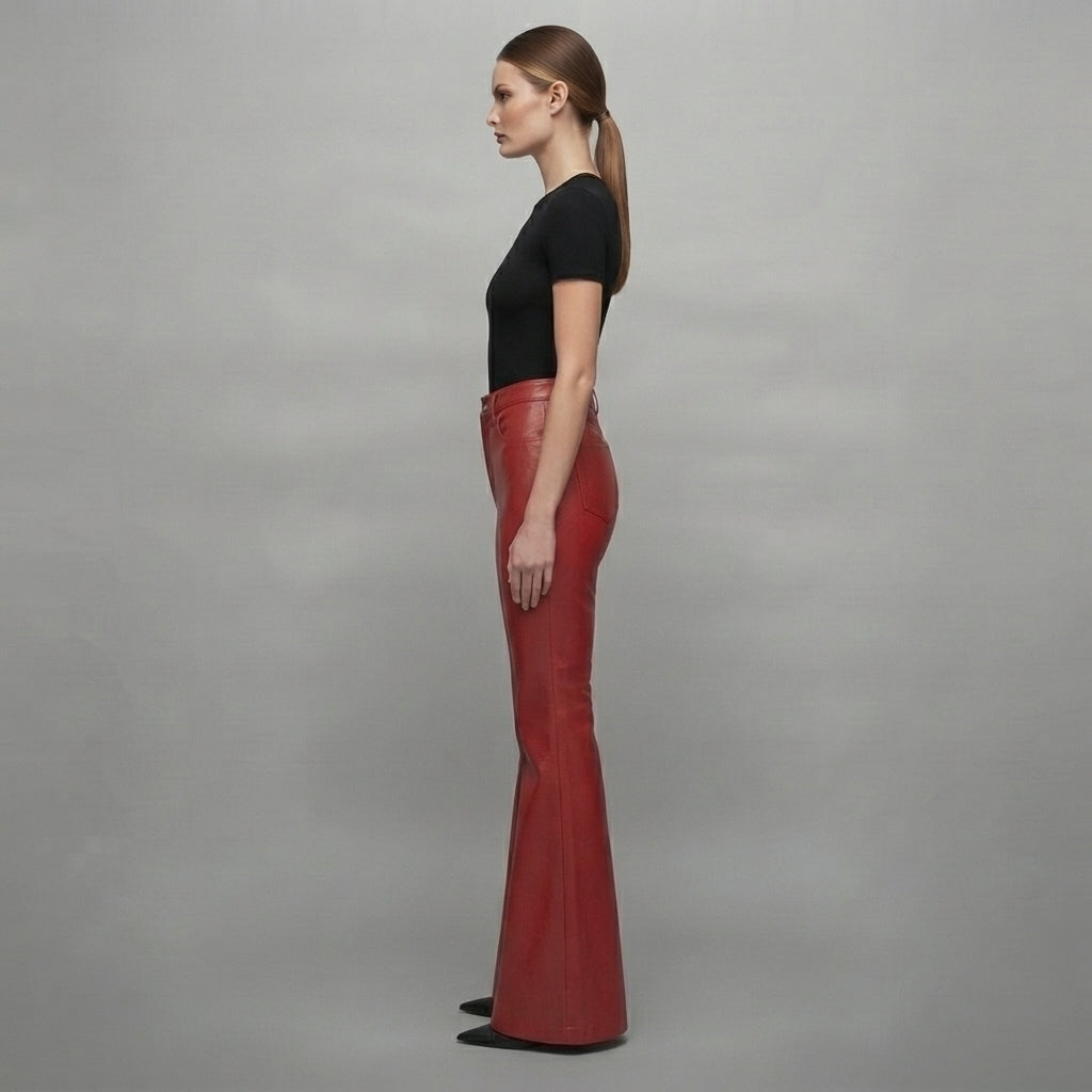 Women's Red Leather Pant