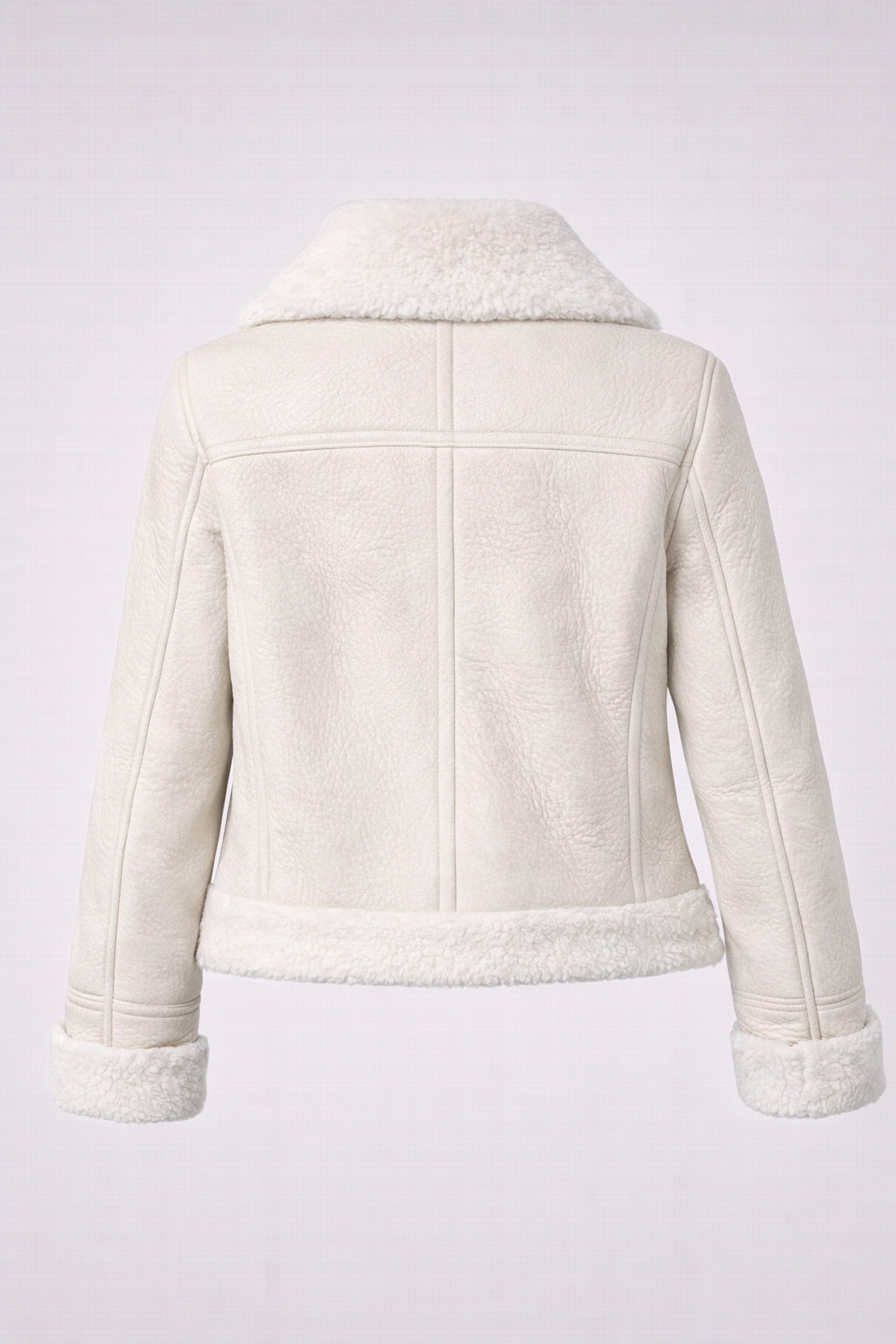 Women's Cream Suede Shearling Moto Jacket