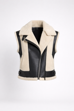 Load image into Gallery viewer, Women's Shearling &amp; Leather Moto Vest
