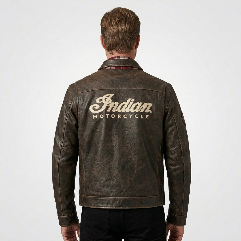 Herren-Motorradjacke aus Leder mit Sternendetails – Hochwertige Biker-Performance-Ausrüstung