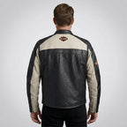 Herren Harley-Stil Echtlederjacke – Sternbestickte Schulter Moto