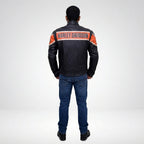 Herren-Lederjacke im Harley-Stil, schwarz, im Used-Look – Vintage Heritage Edition