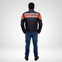 Load image into Gallery viewer, Men’s Harley-Style Distressed Black Leather Jacket – Vintage Heritage Edition
