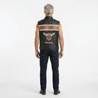 Herren Motorradweste aus echtem schwarzem Leder – Harley Davidson-Biker Club Cut