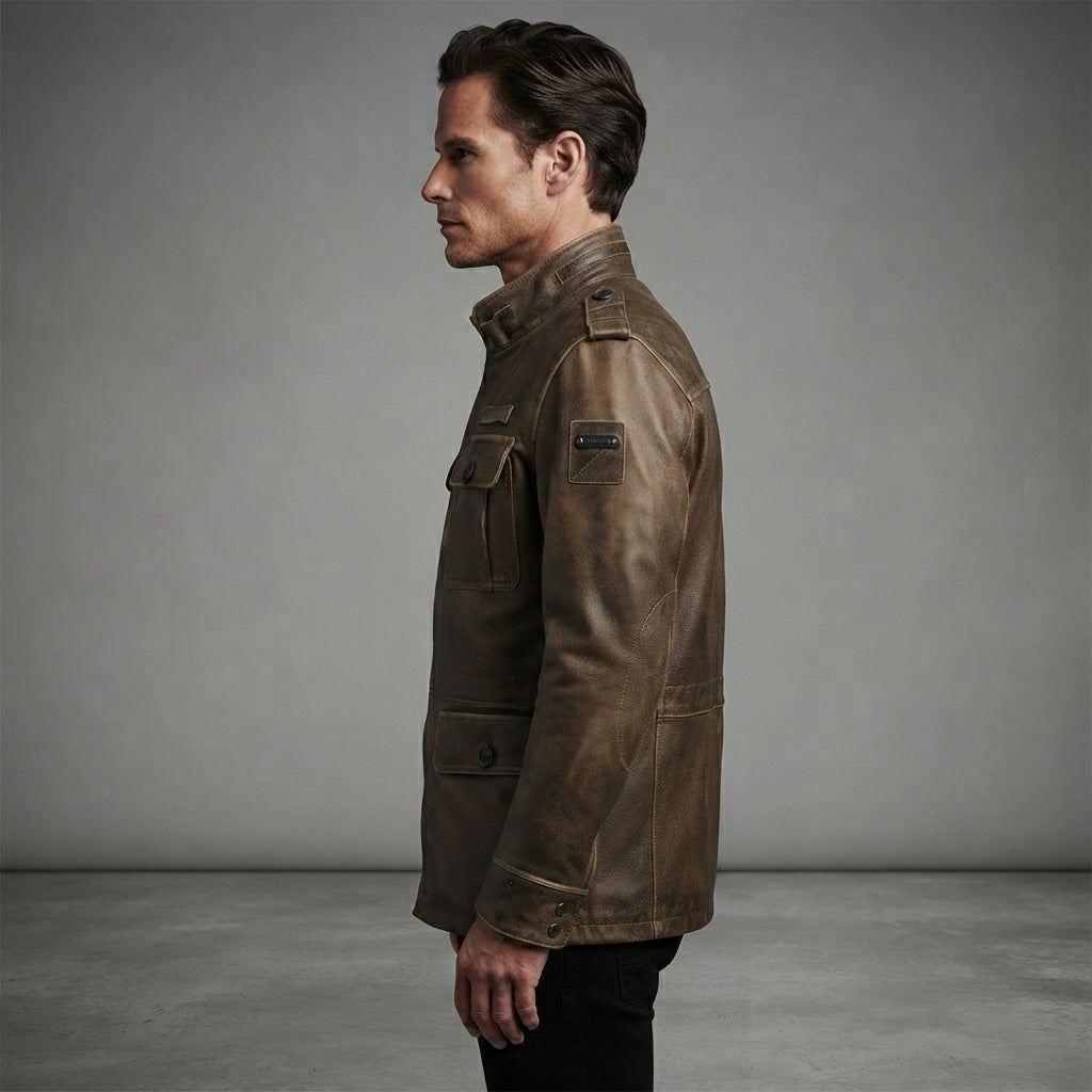 Men's Vintage Brown Genuine Field Leather Jacket