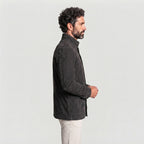 Dark charcoal or graphite-colored suede field jacket