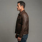 Men's Brown Leather Field Jacket