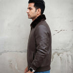 Men's Brown Leather Fur Jacket