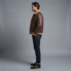 Men's Brown Leather  Jacket with fur