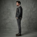 Black Shearling Leather Jacket For Men