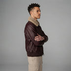 Men Aviator Leather Bomber Jacket with Fur