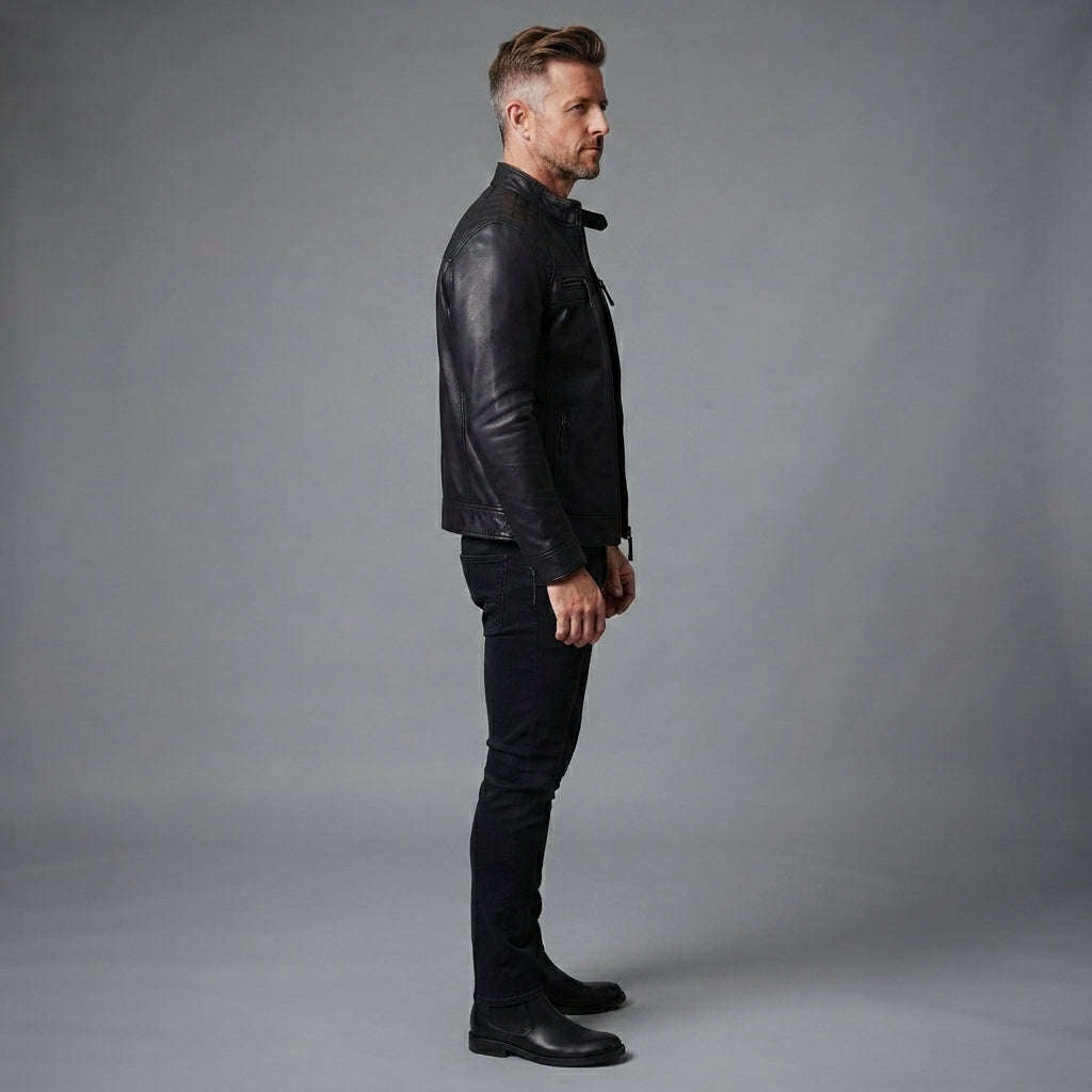 Men's Black Cafe Racer Jacket