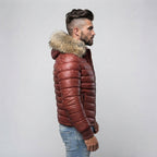 Mens Leather Goose Down Leather Jacket