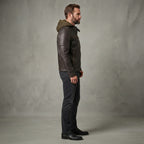 Hooded Leather Jacket For Men