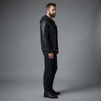 Men's Brown Leather Hooded Jacket