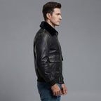 Navy G-1 Real Leather Bomber Jacket Men