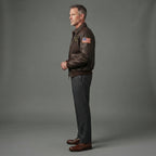 Men's Military Leather Bomber Jacket