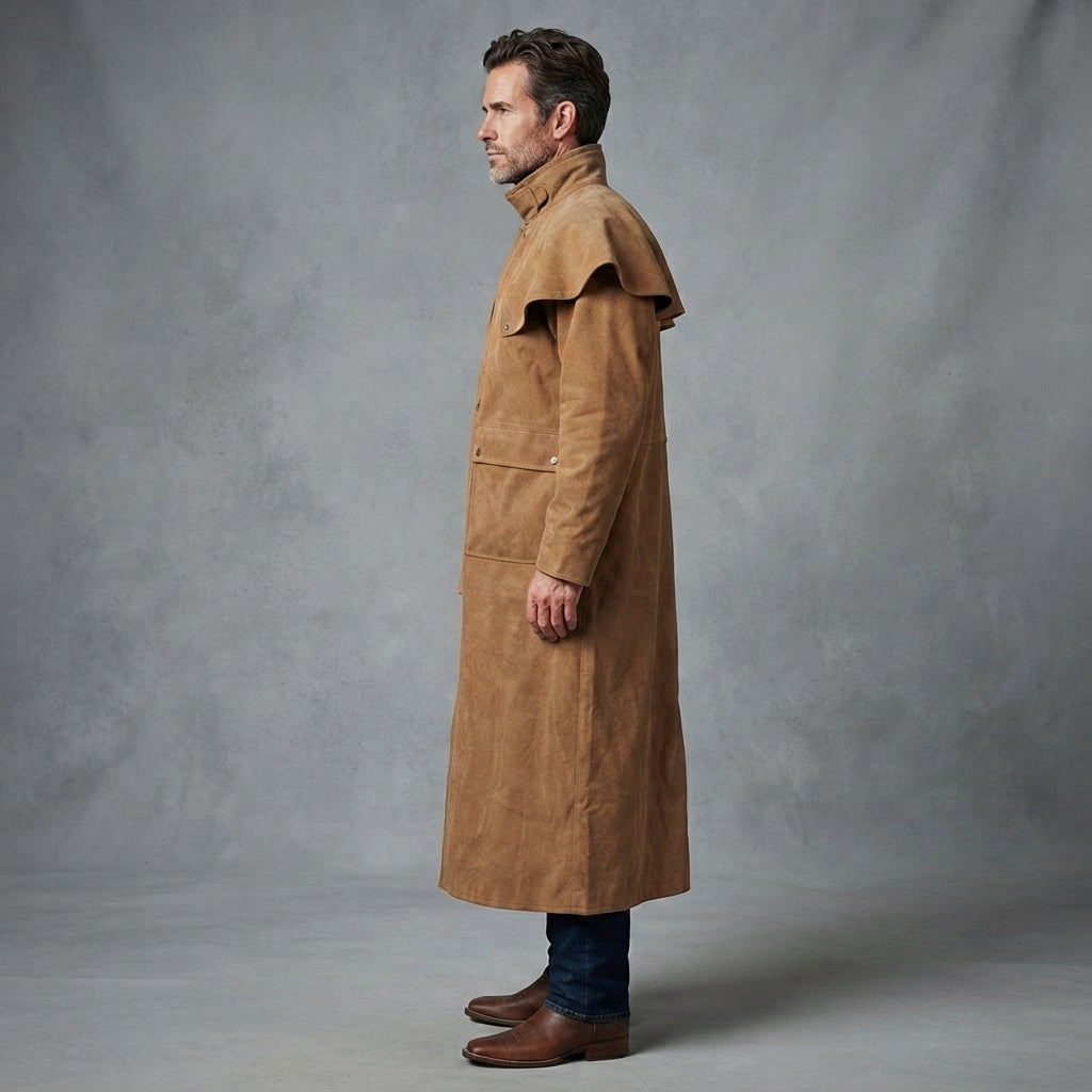 Men's Tan Leather Duster Coats