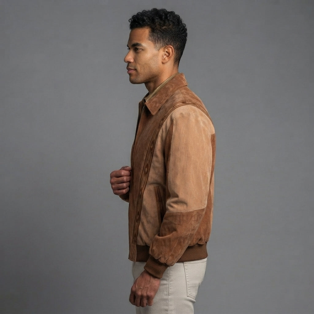Men's camel Brown Scully Leather Jacket