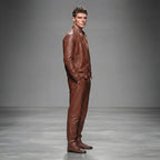 Men's Brown Leather Jumpsuit